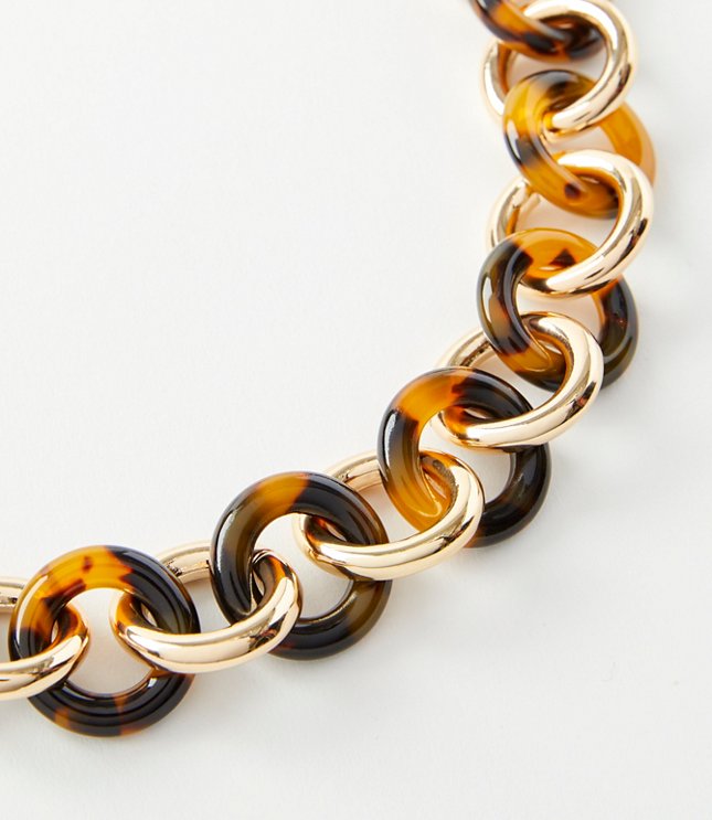 Tortoiseshell Print Link Statement Necklace