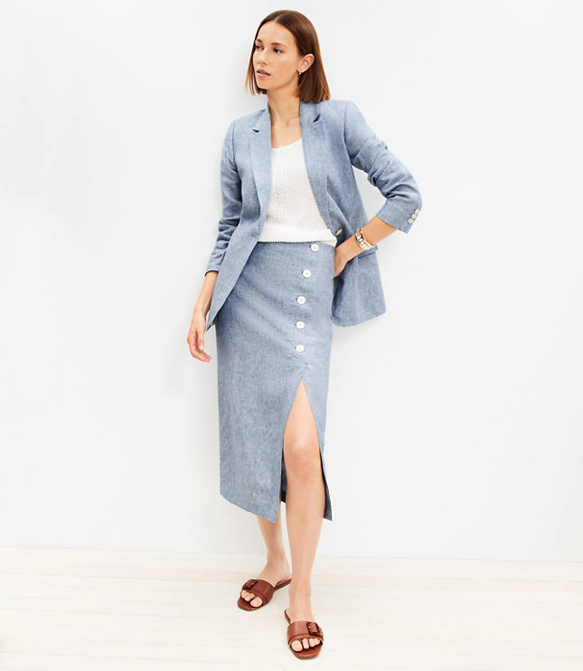 Chambray Linen Oversized Modern Blazer