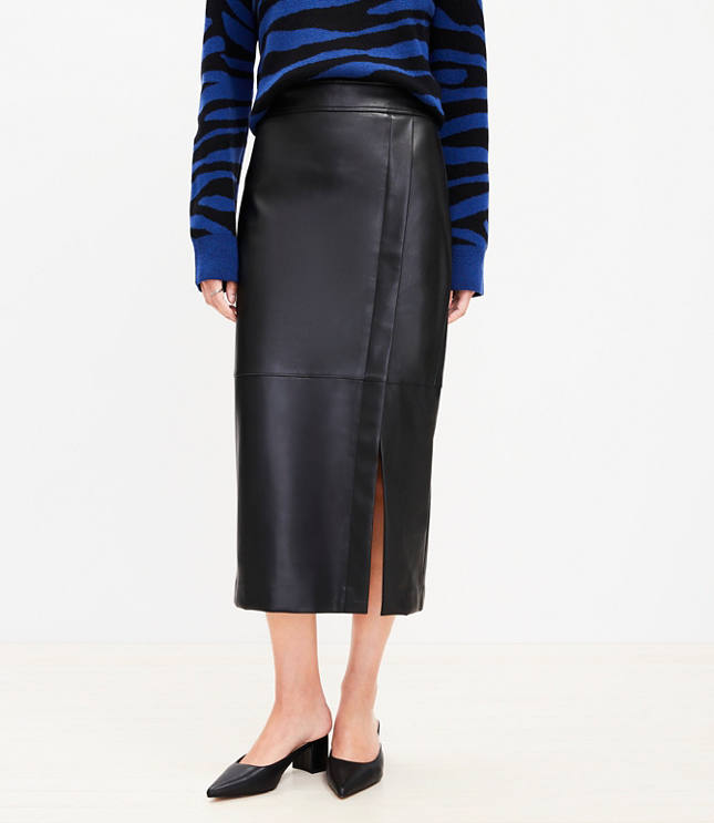 Petite midi faux leather skirt best sale