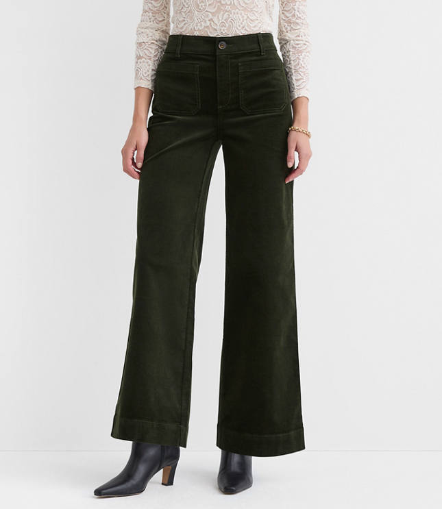 Petite Curvy Palmer Wide Leg Pants in Brushed Corduroy