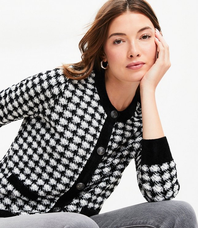 Shimmer Houndstooth Modern Sweater Jacket