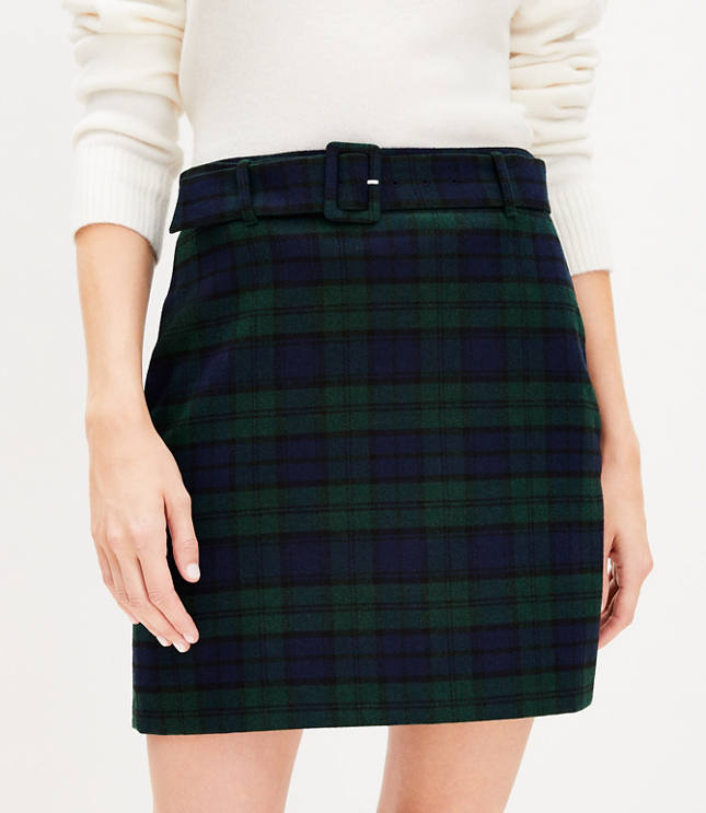 Plaid Belted Skirt