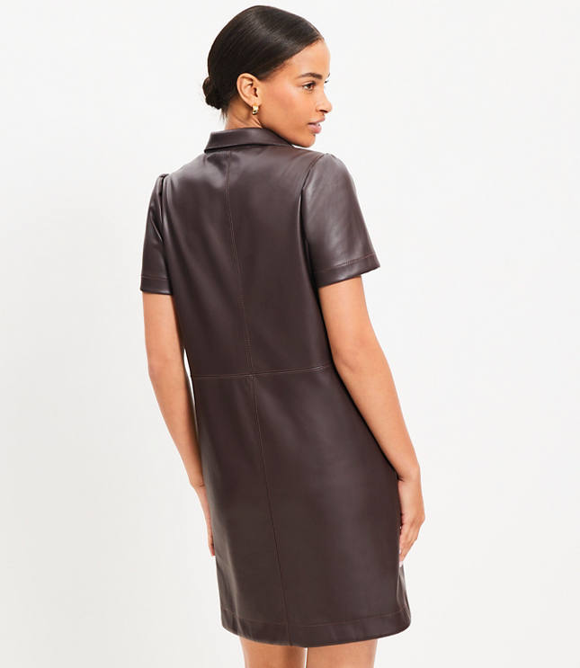 Petite Faux Leather Pocket Shift Dress