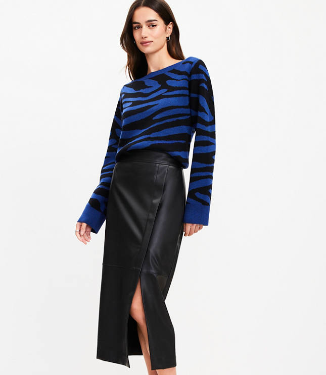 Tall Faux Leather Midi Wrap Skirt