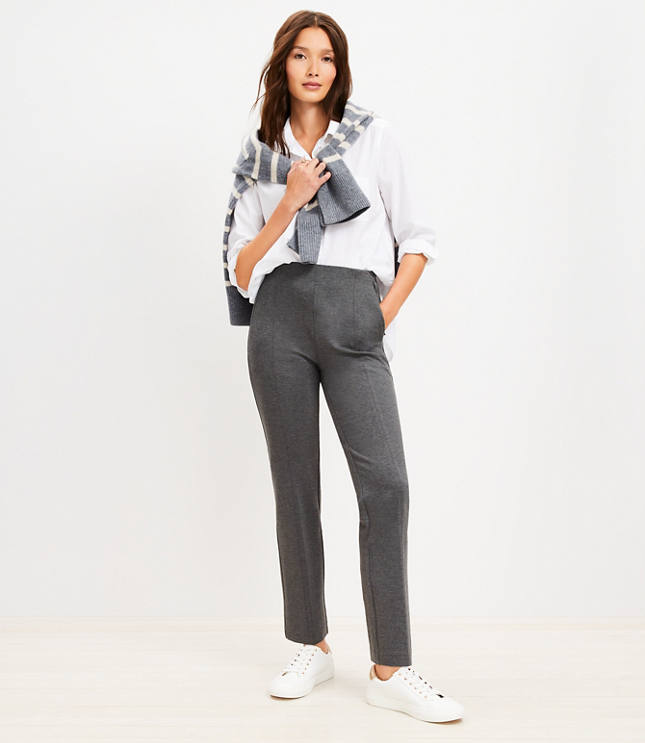 Petite Heathered Ponte Straight Pants