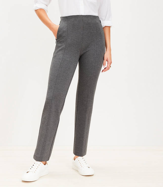 Petite Heathered Ponte Straight Pants