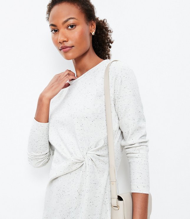 Cable Half Zip Sweater Dress - Pebble Grey Heather