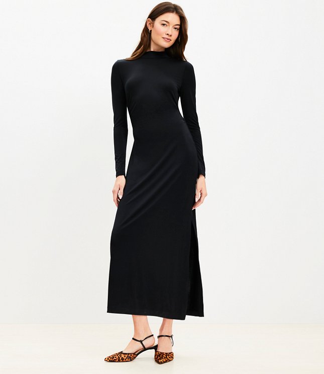 Petite Ribbed Turtleneck Midi Sweater Dress