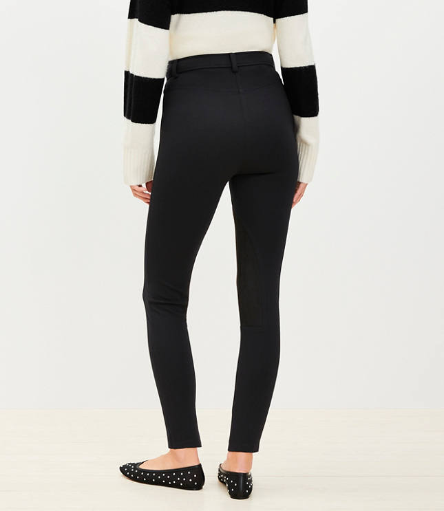 Petite Faux Suede Seamed Ponte Leggings