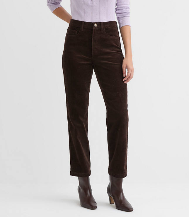 Petite Curvy Straight Corduroy Pants
