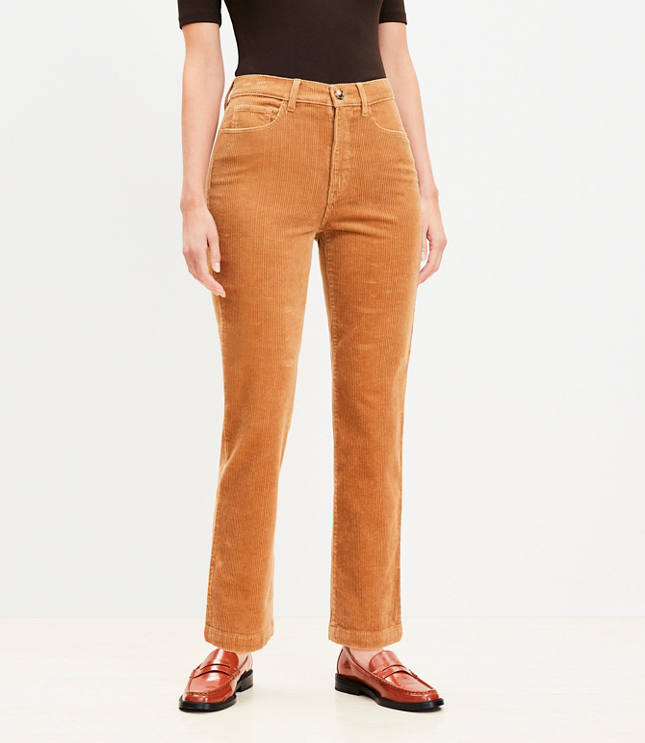 Petite Curvy Straight Corduroy Pants