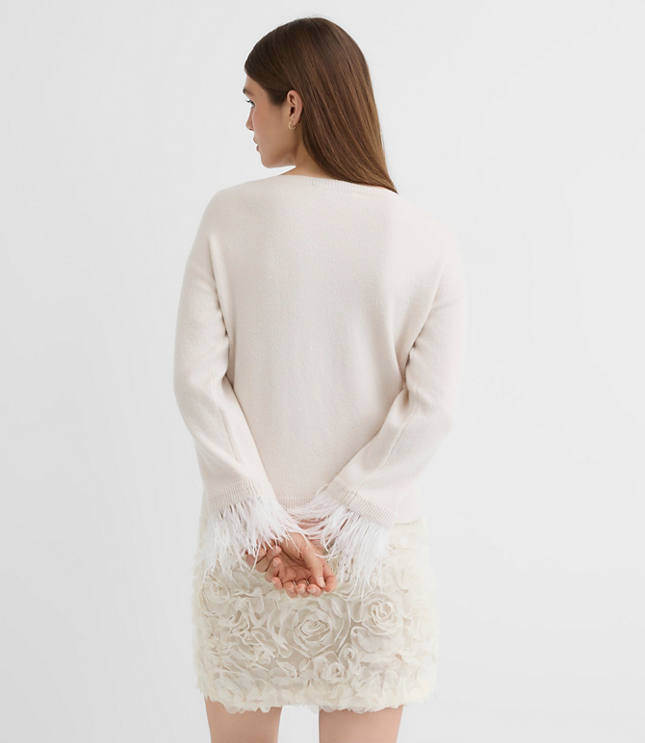 Feathered Cuff Boatneck Sweater