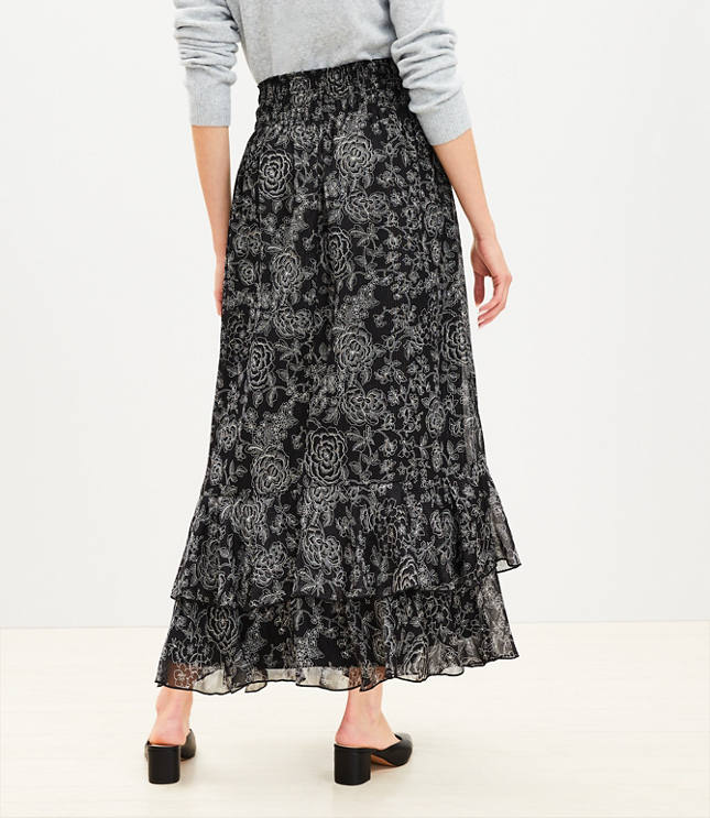 Petite Textured Stripe Midi Skirt