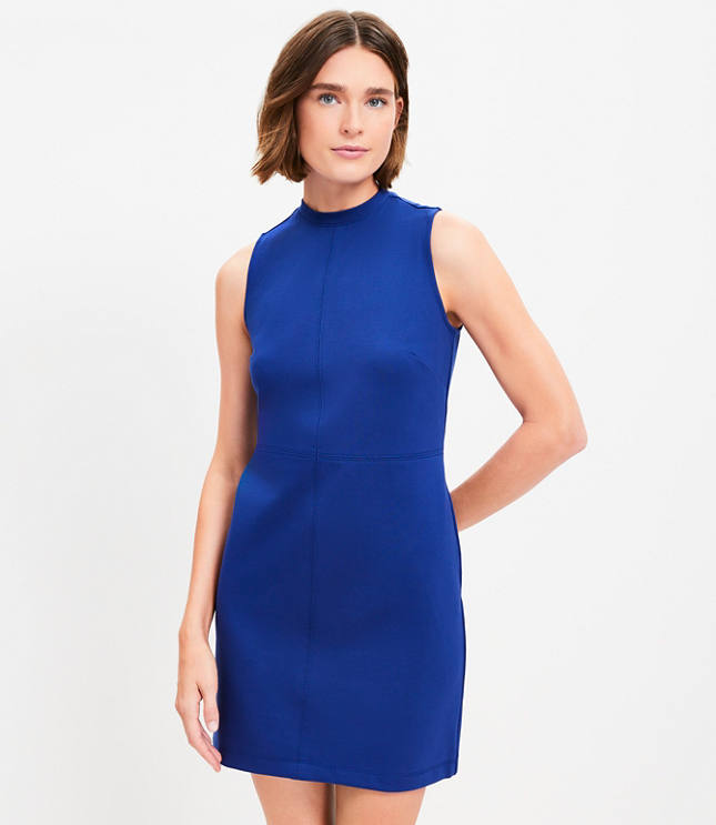 Loft Petite Seamed Ponte Mock Neck Dress