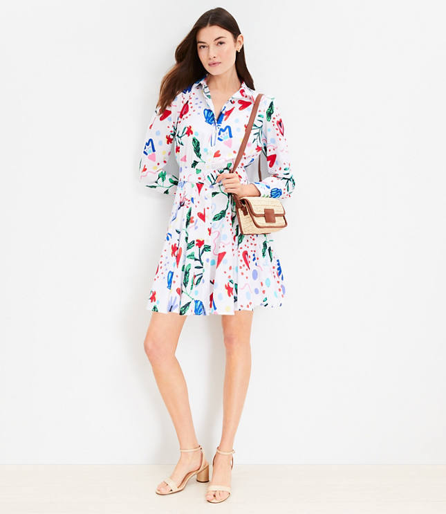 Petite Tropical Rhythm Godet Shirtdress