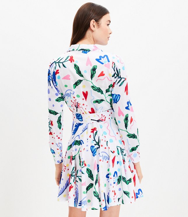 Petite Tropical Rhythm Godet Shirtdress