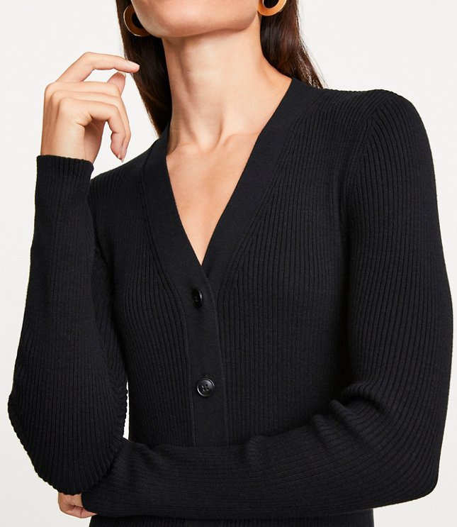 Petite LOFT Versa Ribbed V-Neck Maxi Sweater Dress