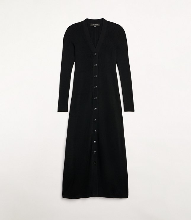 Petite LOFT Versa Ribbed V-Neck Maxi Sweater Dress