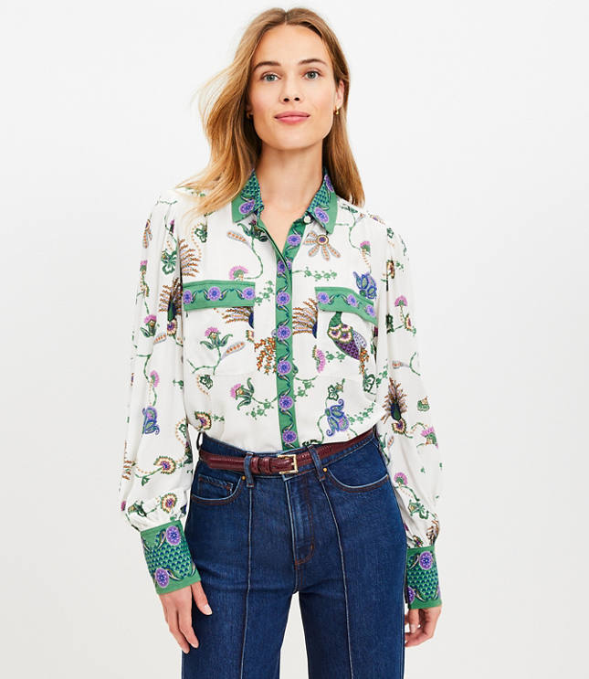 Floral Crepe Utility Shirt