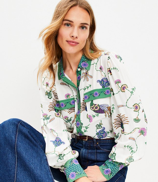 Floral Crepe Utility Shirt