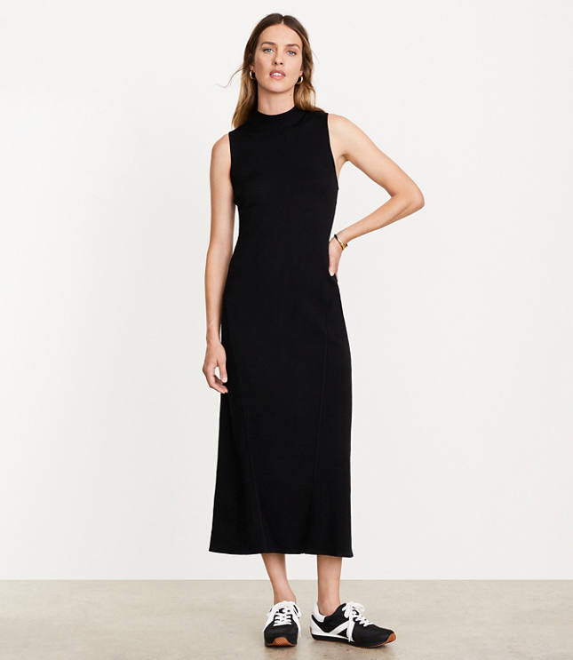 Petite LOFT Versa Sleeveless Mock Neck Midi Dress