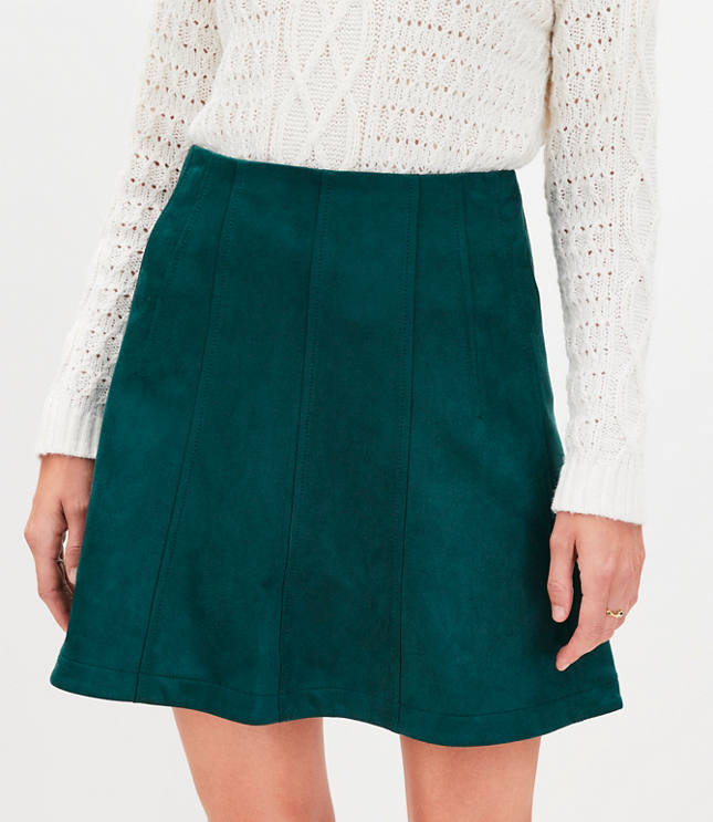 Faux Suede Seamed Mini Skirt