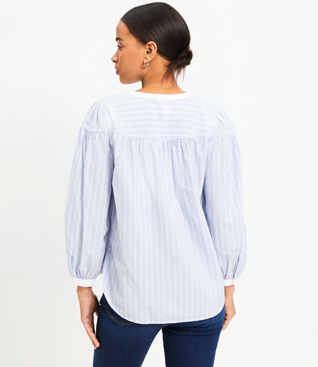 Striped Split Neck Popover