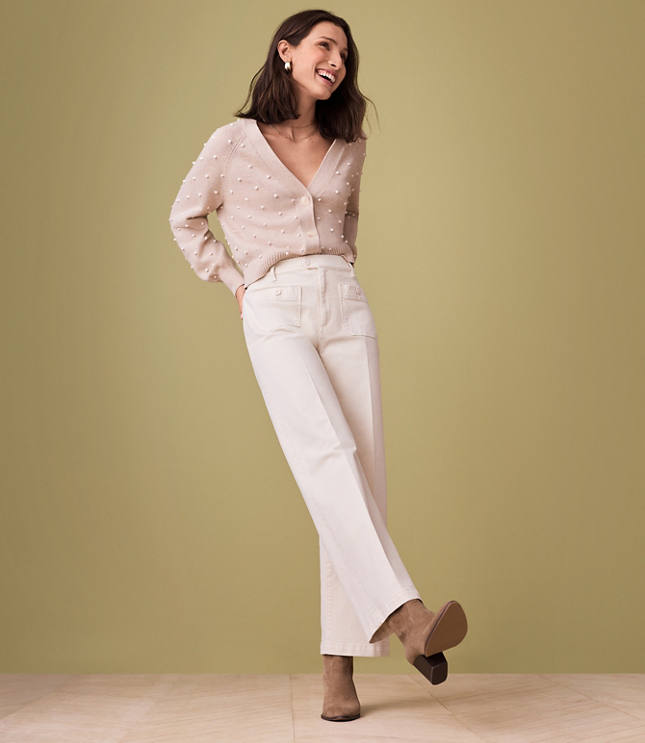 Sailor High Rise Wide Leg Crop Jeans in Popcorn