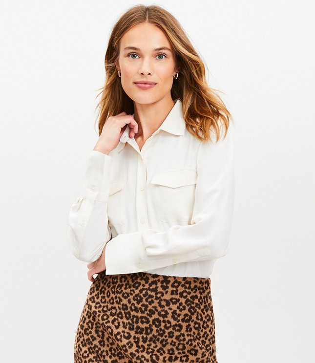 Petite Wide Cuffed Utility Shirt