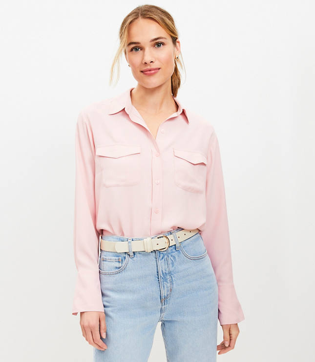 Petite Wide Cuffed Utility Shirt