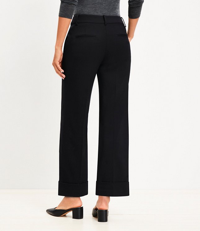 Curvy Straight Cropped Cuff Pant in Twill