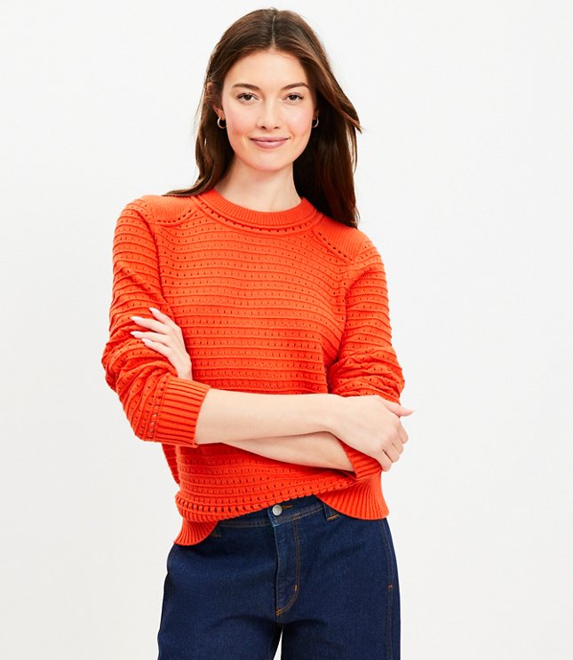 Petite Ottoman Pointelle Sweater - California Poppy