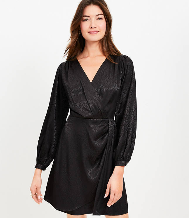 Jacquard Draped Mini Dress - Black