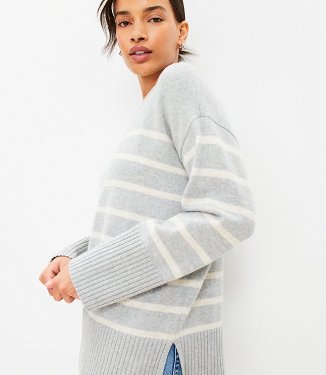 Stripe Textured Stitch Henley Sweater