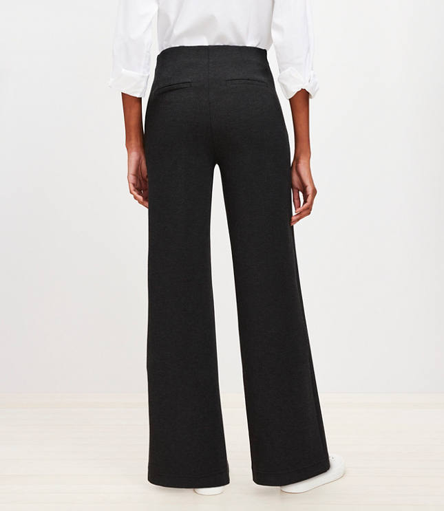 Petite Heathered Ponte Wide Leg Pants