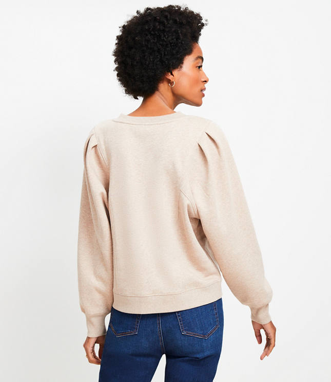 Heathered Pleated Sleeve Sweatshirt