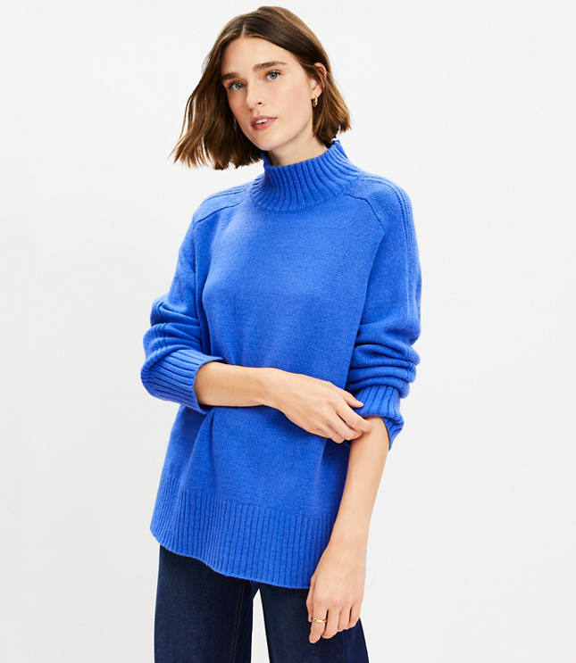 Petite Slouchy Turtleneck Tunic Sweater