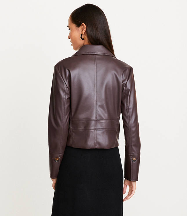 Tall LOFT Versa Faux Leather Cropped Double Breasted Blazer