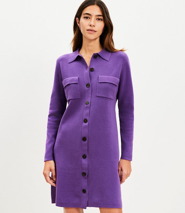 Petite Knot Front Midi Shirtdress