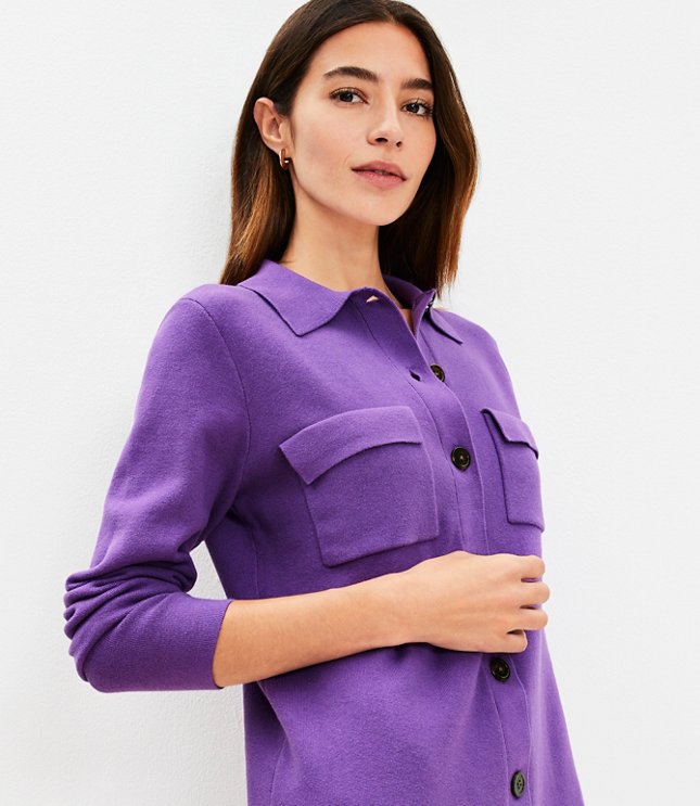 Petite Pocket Mini Sweater Shirtdress