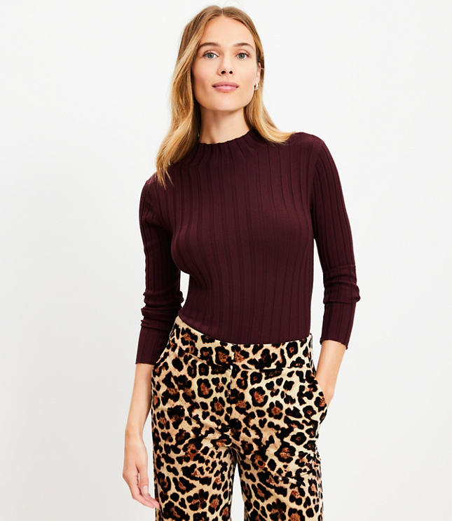 Petite Ribbed Mock Neck Sweater