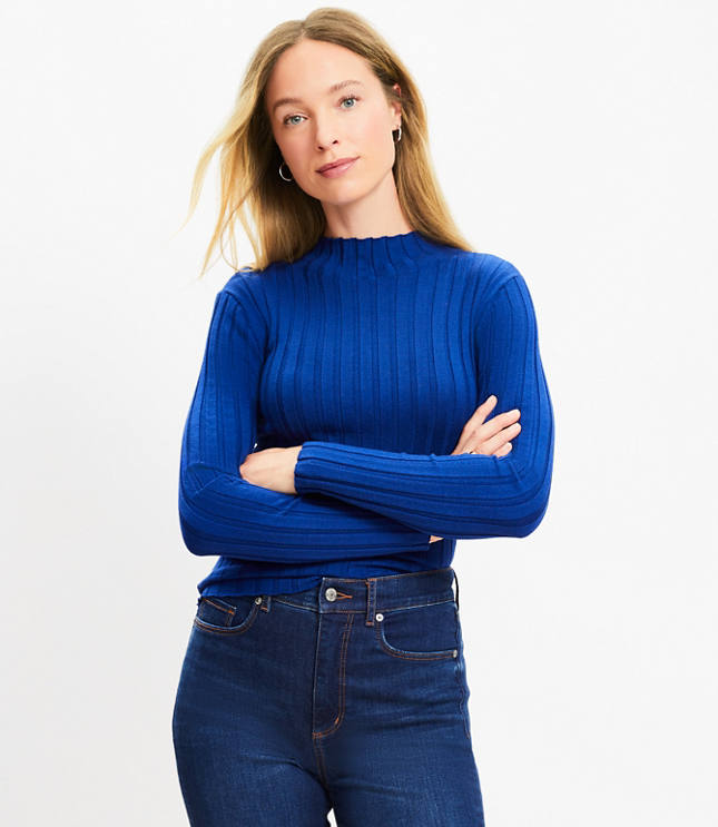 Petite Ribbed Mock Neck Sweater