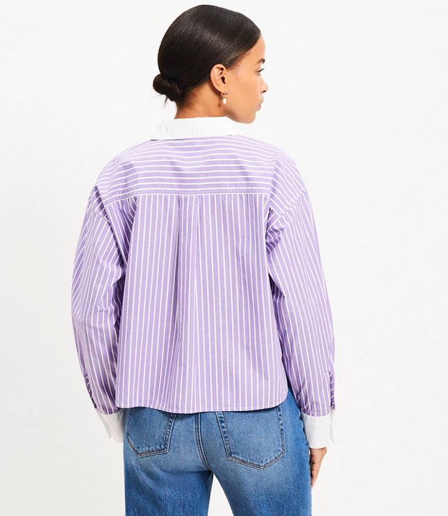 Poplin Seamed Blouson Back Shirt