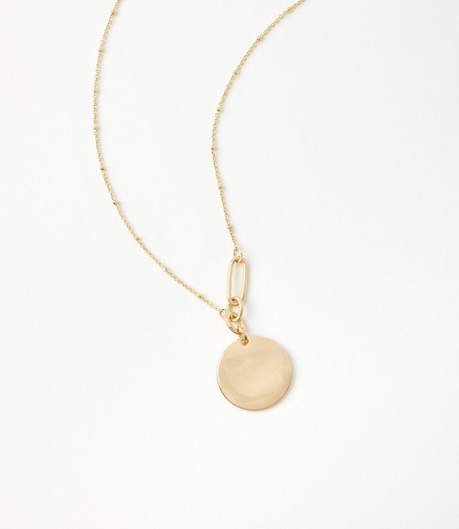 Double Chain Pendant Necklace - Mother Of Pearl