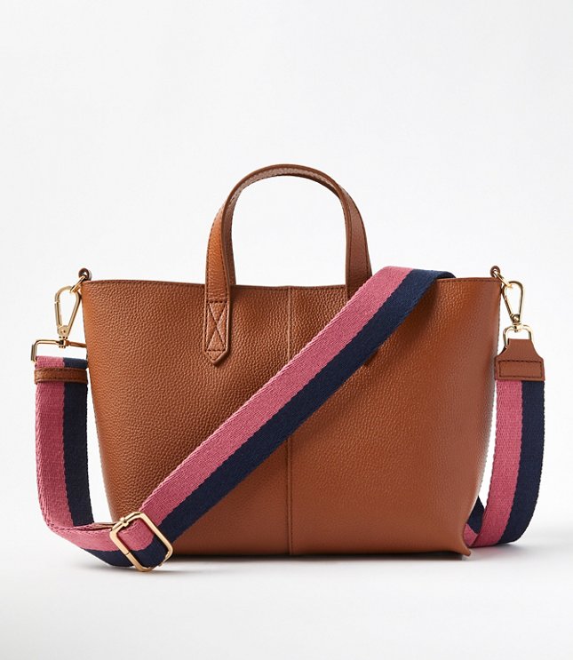 Striped Leather Trim Bag Strap