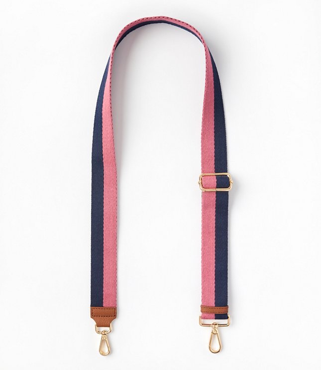 Striped Leather Trim Bag Strap