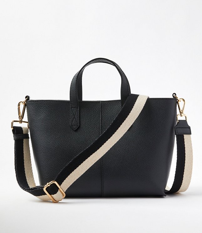 Striped Leather Trim Bag Strap