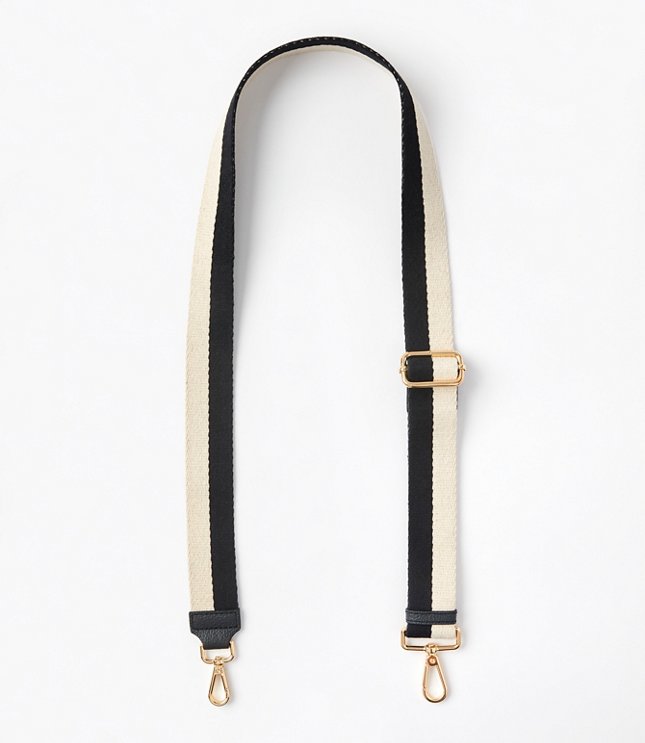 Striped Leather Trim Bag Strap