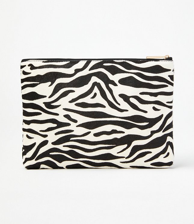 Zebra Print Haircalf Zip Pouch