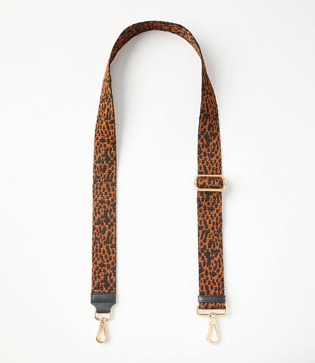 Leopard Print Leather Trim Bag Strap